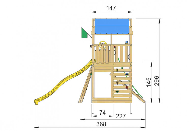 Jungle Fort | Spielturm aus Holz mit Rutsche & Wackelbrücke Jungle Fort | Spielturm aus Holz mit Rutsche & Wackelbrücke