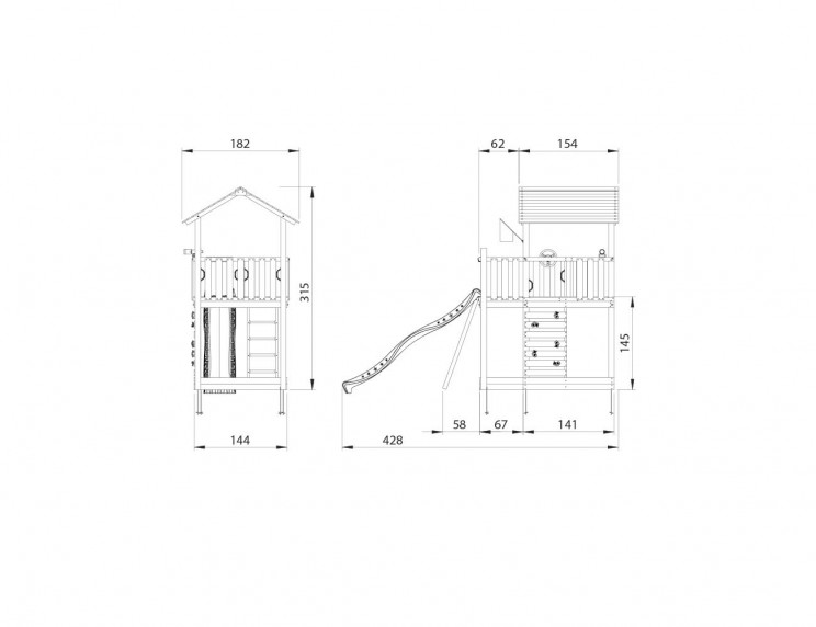 Jungle Chalet | Spielturm aus Holz mit Rutsche Jungle Chalet | Spielturm aus Holz mit Rutsche