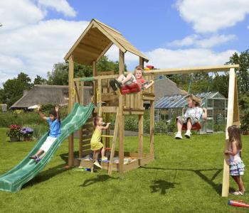 Jungle Palace | Spielturm aus Holz mit Doppelschaukel