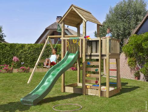 Jungle Mansion | Spielturm aus Holz mit Schaukel