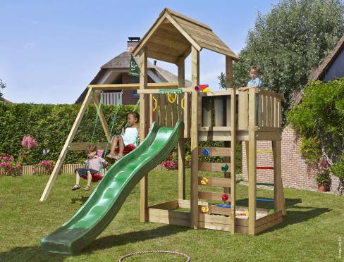 Jungle Mansion | Spielturm aus Holz mit Doppelschaukel