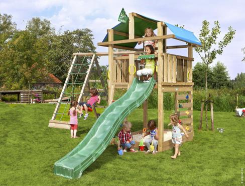 Jungle Fort | Spielturm aus Holz mit Schaukel & Kletternetz