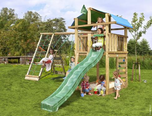 Jungle Fort | Spielturm aus Holz mit Schaukeln & Kletternetz