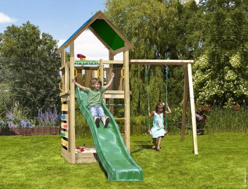 Jungle Lodge | Spielturm aus Holz mit Schaukel