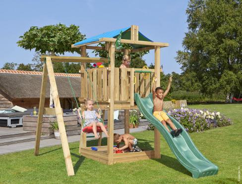 Jungle Hut | Spielturm aus Holz mit Schaukel
