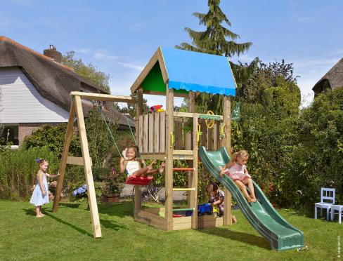 Jungle Home | Spielturm aus Holz mit Schaukel