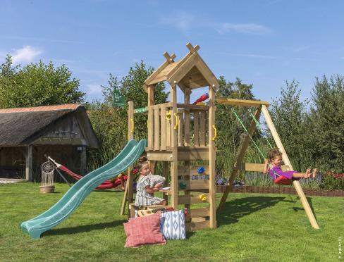 Jungle Teepee | Spielturm aus Holz mit Schaukel