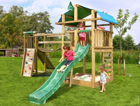 Jungle Fort | Spielturm aus Holz mit Rutsche & Wackelbrücke