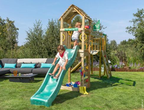 Jungle Cocoon | Spielturm aus Holz mit Rutsche & Wackelbrücke