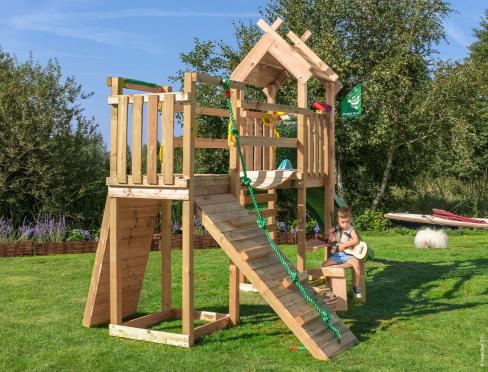 Jungle Totem | Spielturm aus Holz mit Rutsche & Wackelbrücke