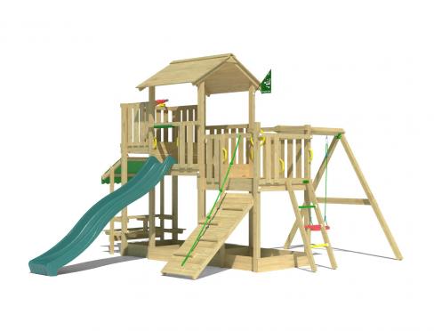 Jungle Habitat | Spielturm aus Holz mit Schaukel