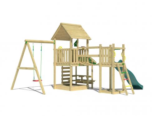 Jungle Bay | Spielturm aus Holz mit Schaukel