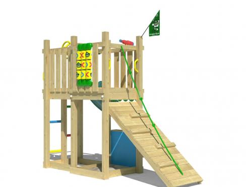 Jungle Trail | Spielturm aus Holz mit Rutsche & Marktstand
