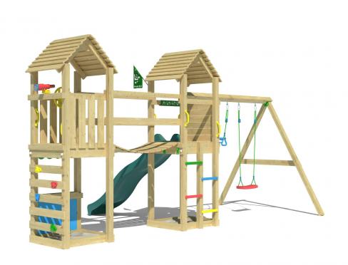 Jungle Haven | Spielturm aus Holz mit Doppelschaukel