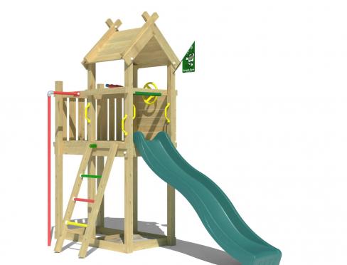 Jungle Tiki | Spielturm aus Holz mit Rutsche & Feuerwehrstange