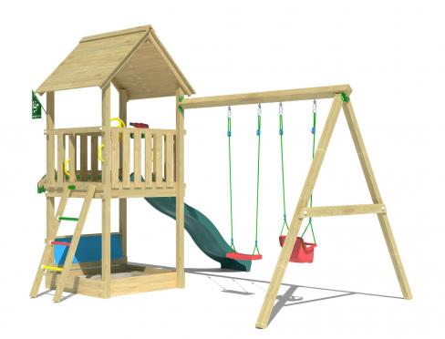 Jungle Suite | Spielturm aus Holz mit Doppelschaukel